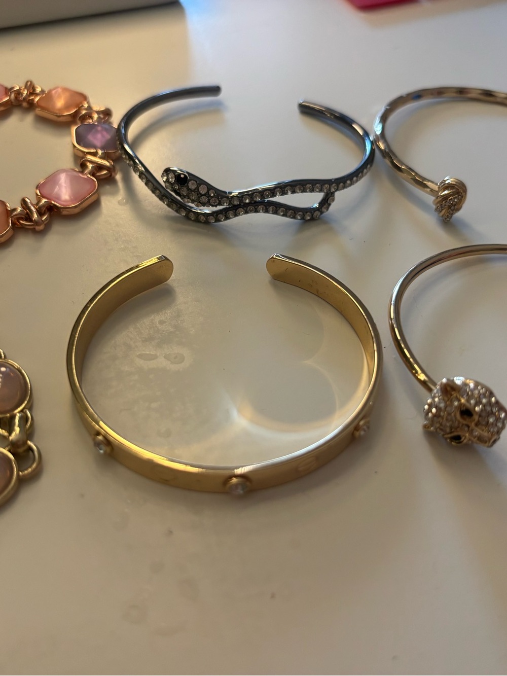 Gold-Tone Pearl Accent Cuff Bracelet for Women